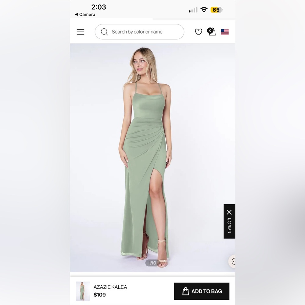 Azazie dusty sage dress NWT